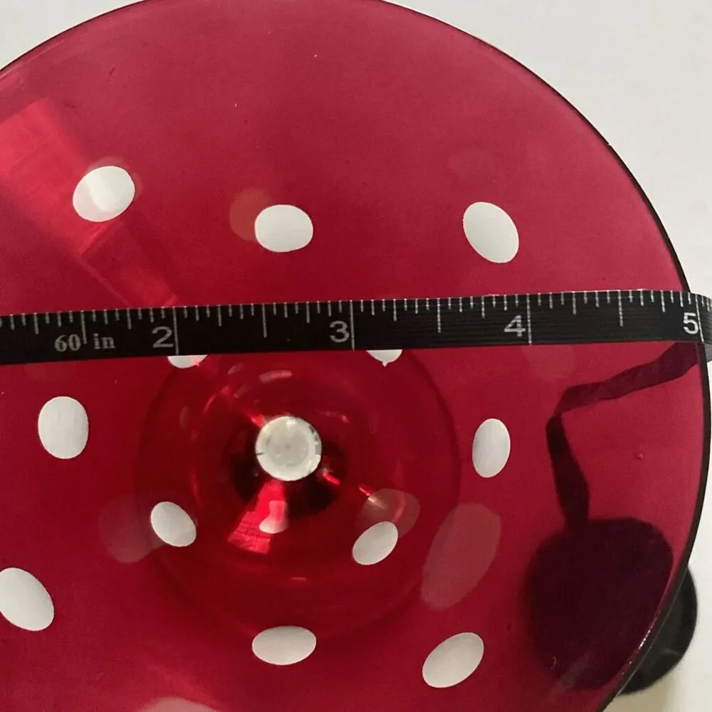 Unbranded Wine Glass Red Polka Dot Glass Excellent Condition